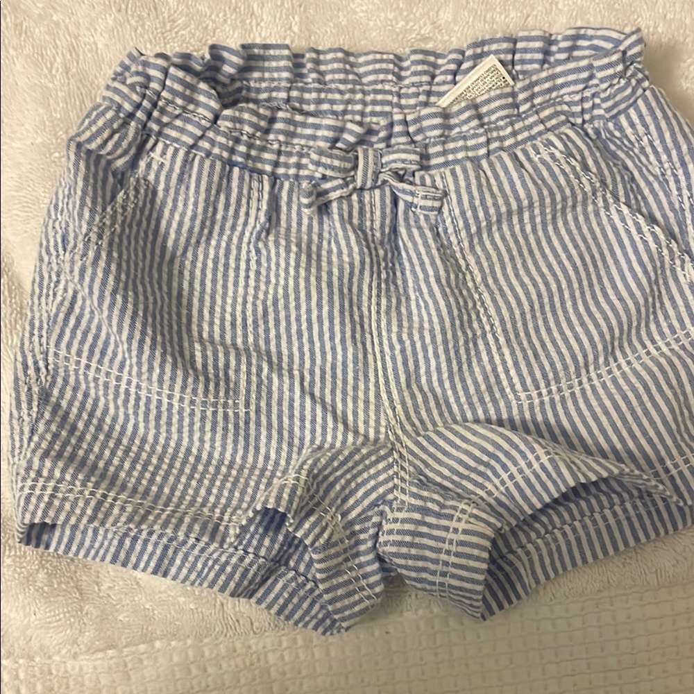 Blue and White Striped Shorts